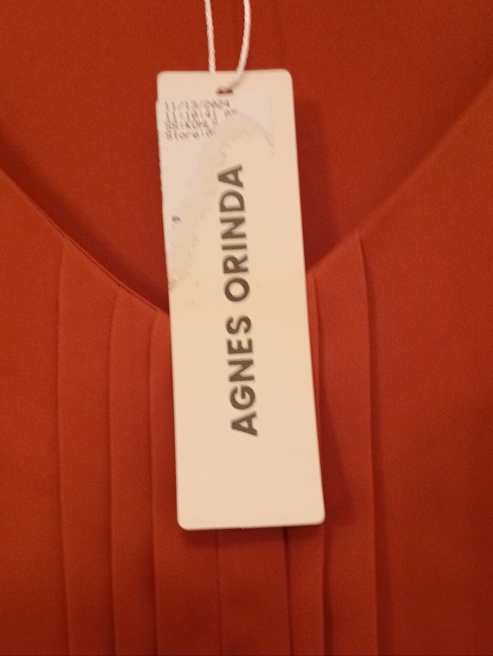 Agnes Orinda NWT Long Sleeve Blouse Women's Size 2X Rust Orange Neutral Fall - Picture 3 of 8